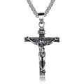 Religious Jesus Cross Stainless Steel Necklace for Men Fashion Gold Silver Color Cross Pendent with Chain Necklace Jewelry Gift