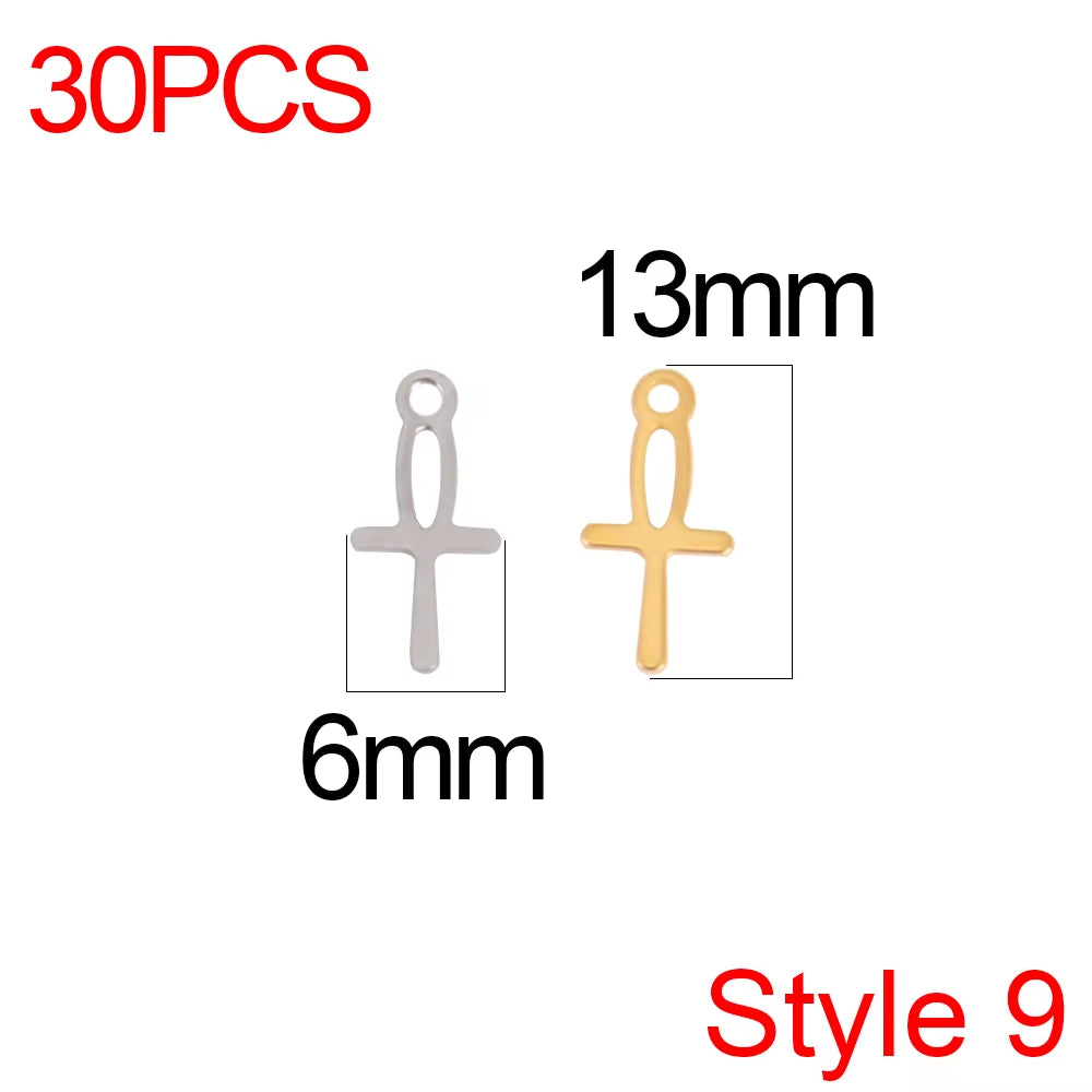 30Pcs/Lot Stainless Steel Cross Charms DIY Cross Pendants Religious Faith Charms for Jewelry Making Bracelet Necklace Earrings