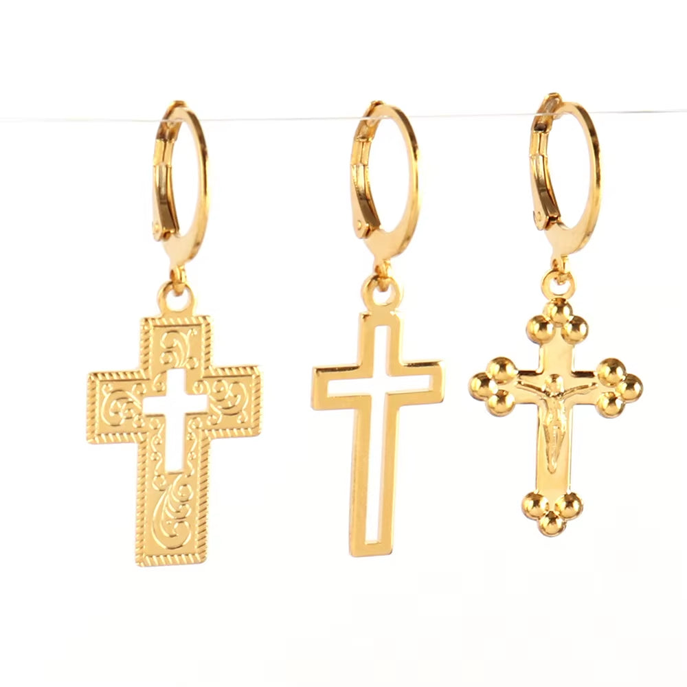 30Pcs/Lot Stainless Steel Cross Charms DIY Cross Pendants Religious Faith Charms for Jewelry Making Bracelet Necklace Earrings